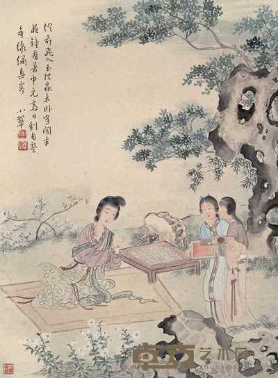 陈小翠 中元闲情图 轴 36×27cm